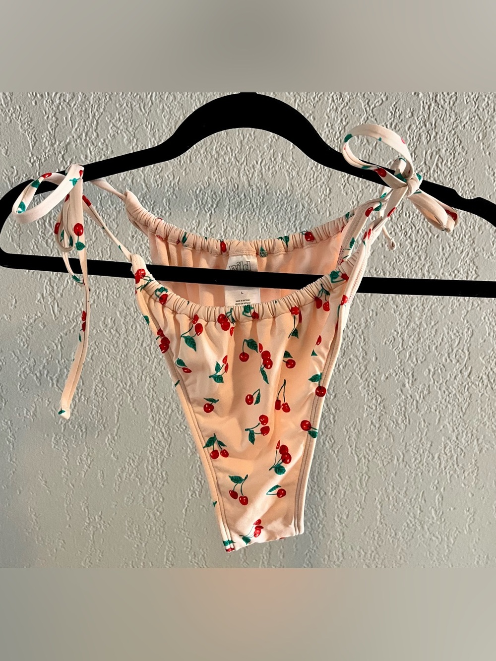 wild fable Peach Cherry Print Tie-Strap Bikini Bottoms
